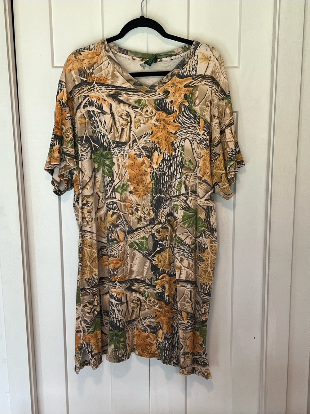 Cabelas Camo Leaf Print Short Sleeve Sleep Shirt Sz XL